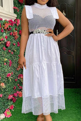 Vestido rojo transparente sin mangas de corte A